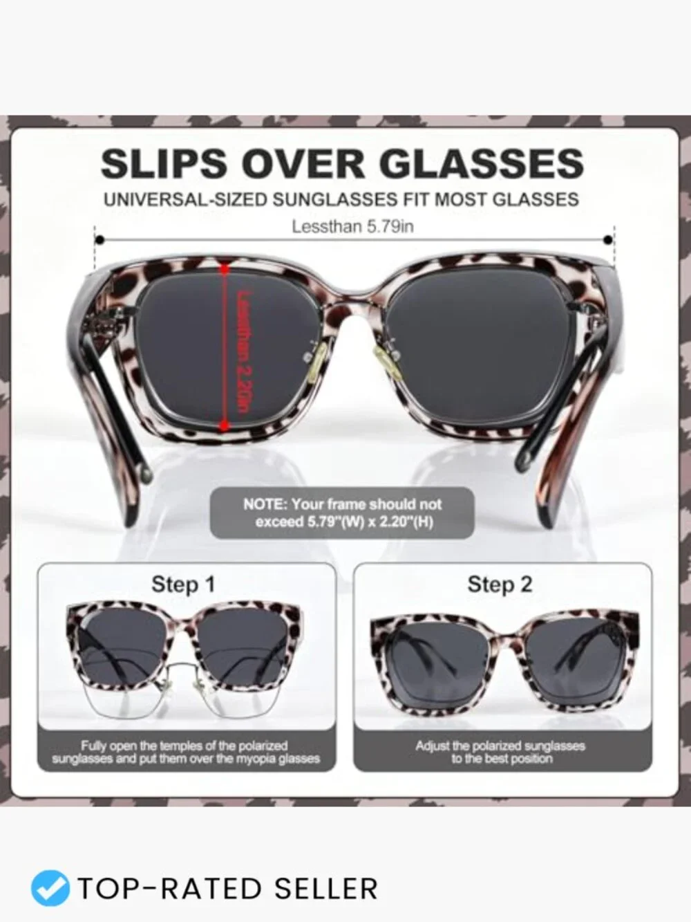 3 Pack Polarized Fit Over Sunglasses Unisex UV400 Protection Oversized Square